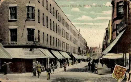 Ak St. Helier Kanalinsel Jersey, Halkett Place, Geschäfte