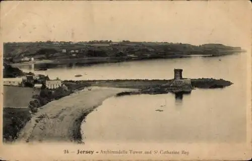 Ak Saint Helier Kanalinsel Jersey,  Archirondelle Tower, St Catherine Bay