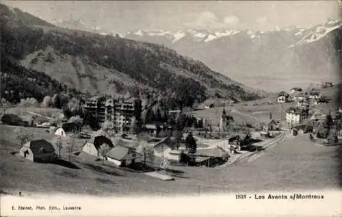 Ak Les Avants Montreux Kanton Waadt, Panorama von Les Avants, Schweizer Alpen, Hotelbau