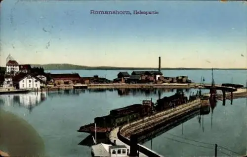 Ak Romanshorn Kanton Thurgau, Hafenansicht, Wasser, Gebäude, Schiffe, ruhige Szene