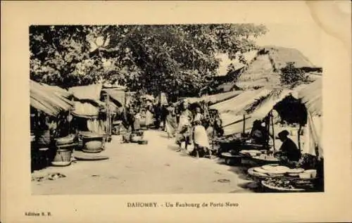 Ak Porto Novo Dahomey Benin, Un Faubourg, Markt