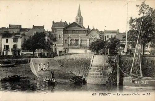 Ak Pornic Loire Atlantique, neues Casino, Hafen