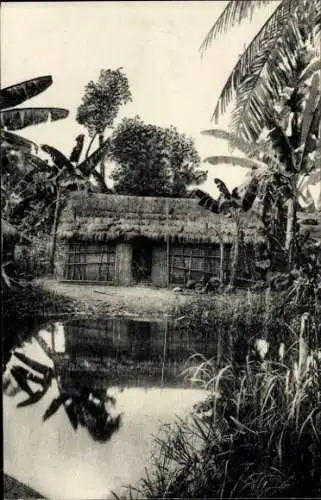 Ak Gabun, Case indigène, Traditionelles Gebäude, Palmen