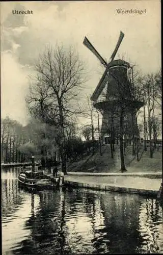 Ak Utrecht Niederlande, Weerdsingel, Windmühle