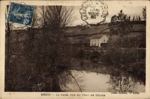 Ak Mézin Lot et Garonne, Bahnhof, Brücke, ist abgebildet, Wasserlandschaft, ländliche Umgebung