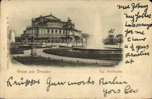 Ak Dresden Altstadt, Gruss aus  Kgl. Hoftheater, s Gebäude