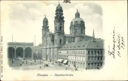 Ak München Bayern, Hansaheime, Theatinerkirche,  Architektur,  aus 1900