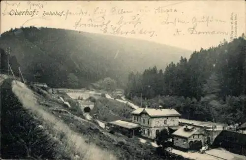 Ak Oberhof im Thüringer Wald, Bahnhof, Berge,  Architektur, nmotiv
