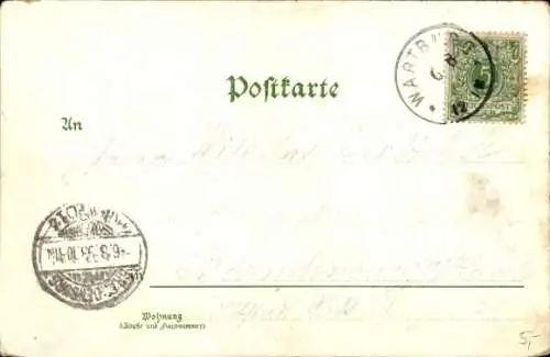 Ak Lutherstadt Eisenach in Thüringen, Wartburg, Burgansicht, Text über Wein, Weib und Gesang, ein