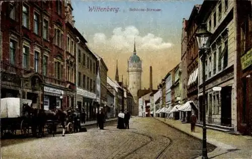 Ak Lutherstadt Wittenberg, Schloss Straße