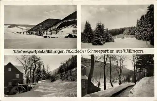 Ak Willingen im Upland Hochsauerland Waldeck Hessen, Wintersportplatz Willingen, Schneelandschaft