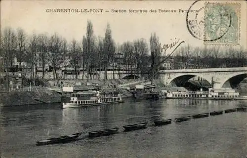Ak Charenton le Pont Val de Marne, Boote auf dem Wasser, Anleger
