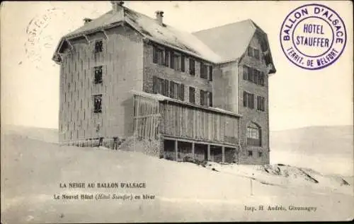 Ak Ballon d'Alsace Vosges, Hotel Stauffer, Winter