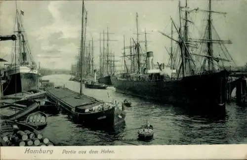 Ak Hamburg Altona, Hafenansicht, Schiffe, Teil des Hafens