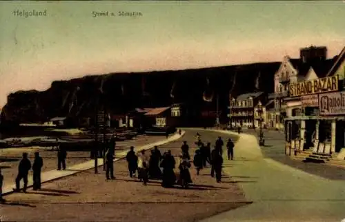 Ak Helgoland, Strand und Südspitze, Strand Bazar