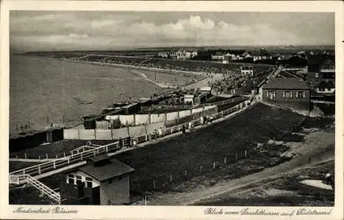 Ak Nordseebad Büsum, Nordseebad, Blick vom Leuchtturm, Strandpromenade, viele Menschen