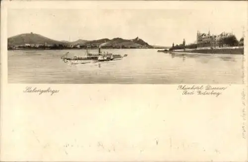 Ak Bad Honnef am Rhein, Siebengebirge, Rheinhotel Presen, Dampfschiff auf dem Rhein, Landschaft