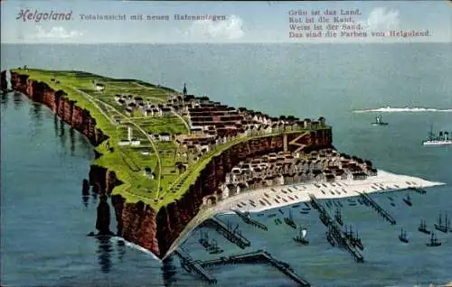 Ak Nordseeinsel Helgoland, Gesamtansicht, Hafen