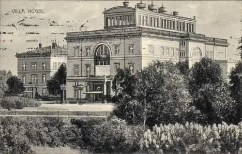 Ak Bredeney Essen im Ruhrgebiet, Villa Hügel,  Gebäude, viele Bäume im Vordergrund, nstil