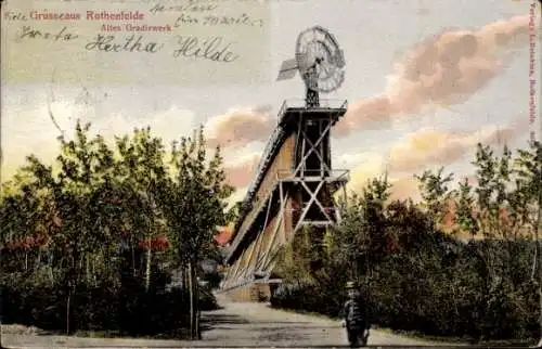 Ak Bad Rothenfelde am Teutoburger Wald, Altes Gradierwerk, Bäume, Junge in dunklem Anzug, Windrad