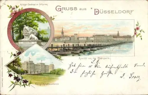 Ak Düsseldorf am Rhein, Kriegerdenkmal, Kunstakademie