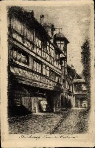 Ak Strasbourg Straßburg Elsass Bas Rhin, Historisches Gebäude, Straßburger Architektur, Cour du C
