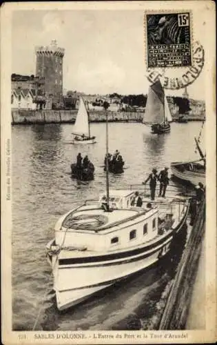 Ak Les Sables d'Olonne Vendée, L'Entree du Port, Tour d'Arundel