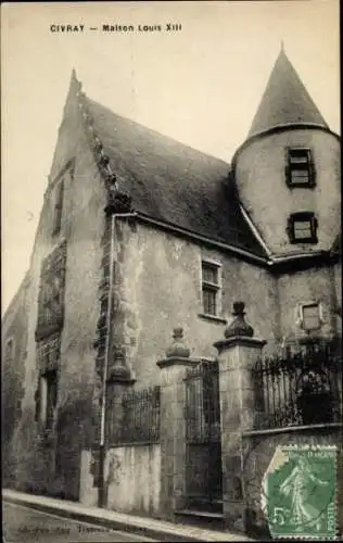 Ak Civray Cher, Haus Louis XIII,  Architektur, schwarz-weiß Foto