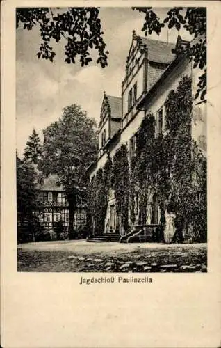 Ak Paulinzella Rottenbach Königsee in Thüringen, Jagdschloß   Architektur, umgeben von Bäumen