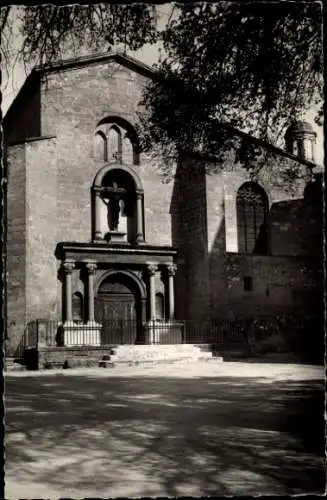 Ak Pertuis Vaucluse, Eglise, Fassade, Bauwerk, Schwarz-Weiß, Fotografie