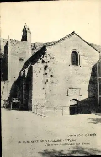 Ak Fontaine de Vaucluse, Ehemalige Kirche,  Monument, ruiniertes Gebäude, Marseille