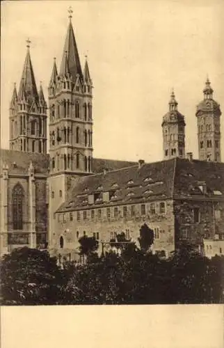 Ak Naumburg an der Saale, Dom zu  Gymnasium,  Architektur, schwarz-weiß