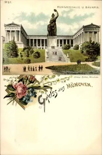 Litho München, Ruhmeshalle, Bavaria
