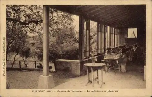 Ak Confort Ain, Colonie de Vacances, le refectoire en plein air