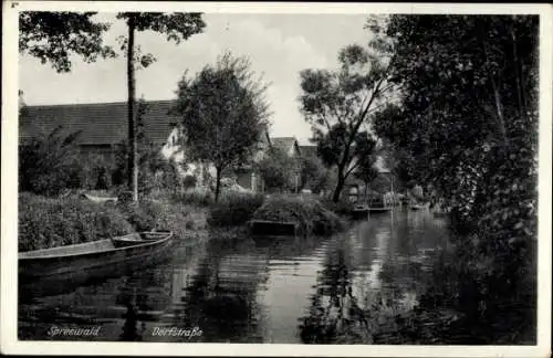 Ak Burg im Spreewald, Spreewald, Dorfstraße, Wasserweg, Bootsfahrten