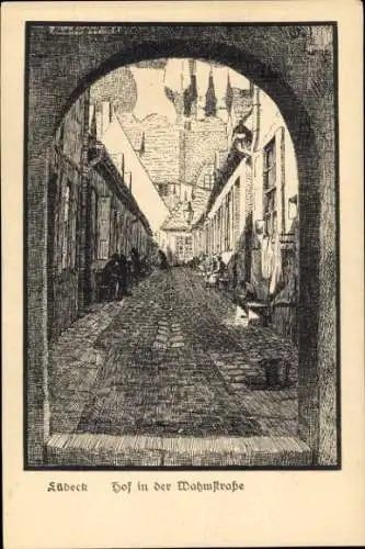 Ak Hansestadt Lübeck, Hof, Wahmstraße