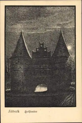 Ak Hansestadt Lübeck, Holstentor, s Gebäude, Kunstverlag, Federzeichnung