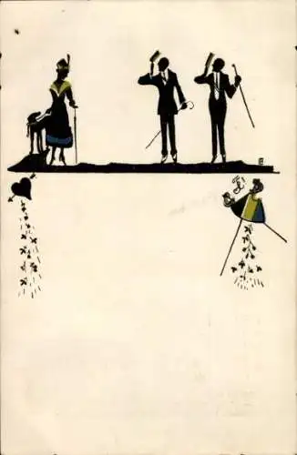 Studentika Scherenschnitt Ak Berlin, Corps Suevia, Studenten