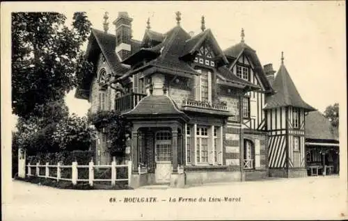 Ak Houlgate Calvados, Stilvolles Haus, La Ferme du Lieu-Warot, umgeben von Bäumen, Zaun