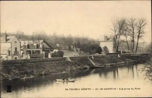 Ak Saint Avertin Indre et Loire, vue prise du Pont