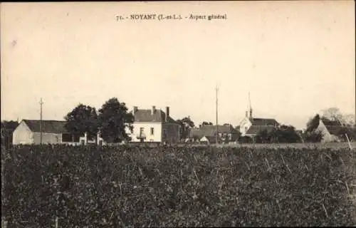 Ak Noyant Maine et Loire, Landschaftsaufnahme von  Gebäude, Kirche, Bäume, Wiese
