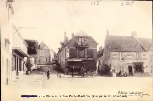 Ak Beaurieux Aisne, Place, Rue Porte Madame