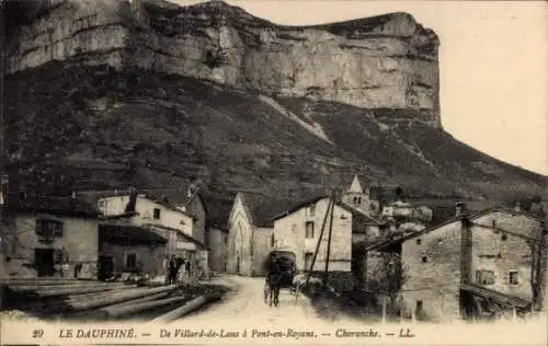 Ak Choranche les Bains Isère, Berglandschaft, Häuser, Pferd mit Wagen, Dorfstraße