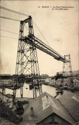 Ak Brest Finistère, Le Pont Transbordeur, Brücke über den Militärhafen,  