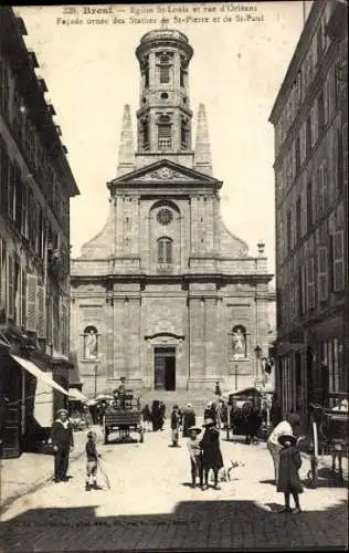 Ak Brest Finistère, Eglise St-Louis, rue d'Orléans, Statues von St-Pierre und St-Paul,  Architekt