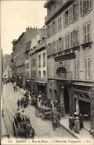 Ak Brest Finistère, Rue de Stam, Hotel