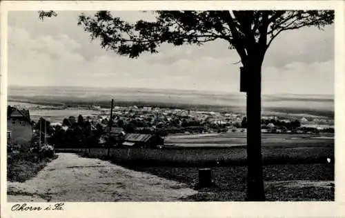 Ak Ohorn in Sachsen, Aussicht auf Landschaft, Baum am Wegesrand, Wolken am Himmel
