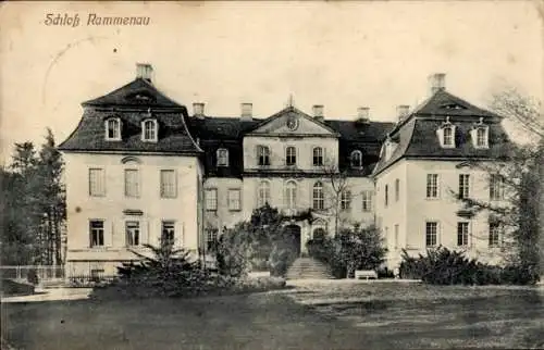 Ak Rammenau Sachsen, Schloß   Architektur, Gartenanlagen, schwarz-weiß Fotografie