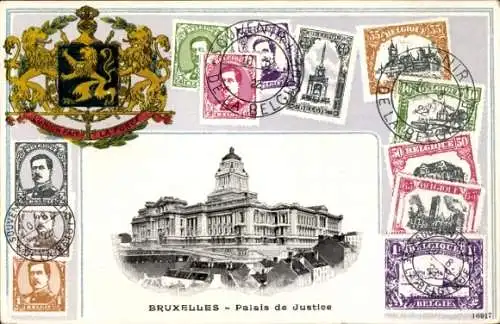 Präge Wappen Briefmarken Ak Bruxelles Brüssel, Justizpalast