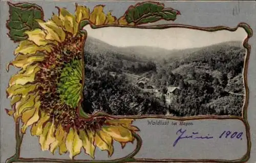 Passepartout Ak Hagen in Westfalen, Waldlust, Sonnenblume